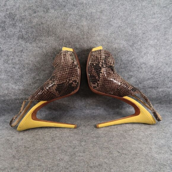 Saks Fifth Avenue Shoes Womens 9 Platform Pumps Slingback Peep Toe Snake Fashion - Picture 10 of 16